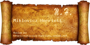 Miklovicz Henriett névjegykártya